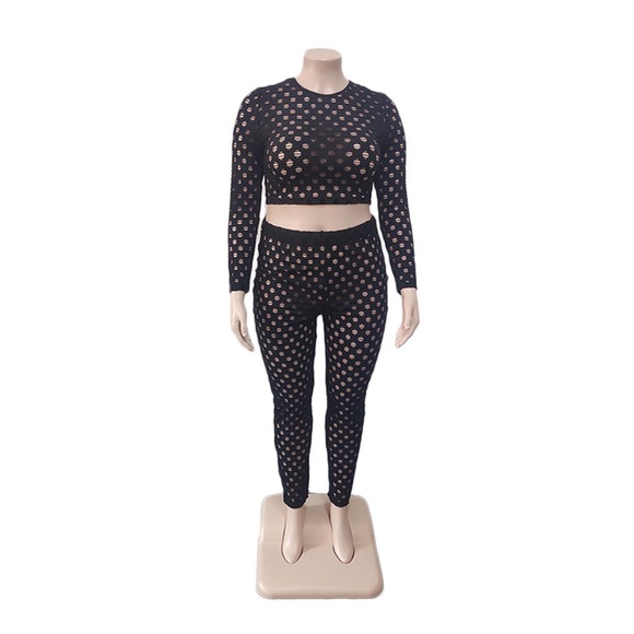 Plus Size Fited Fish Net Pants Set💋 PLUS SIZE 3XL - Picture 3 of 5